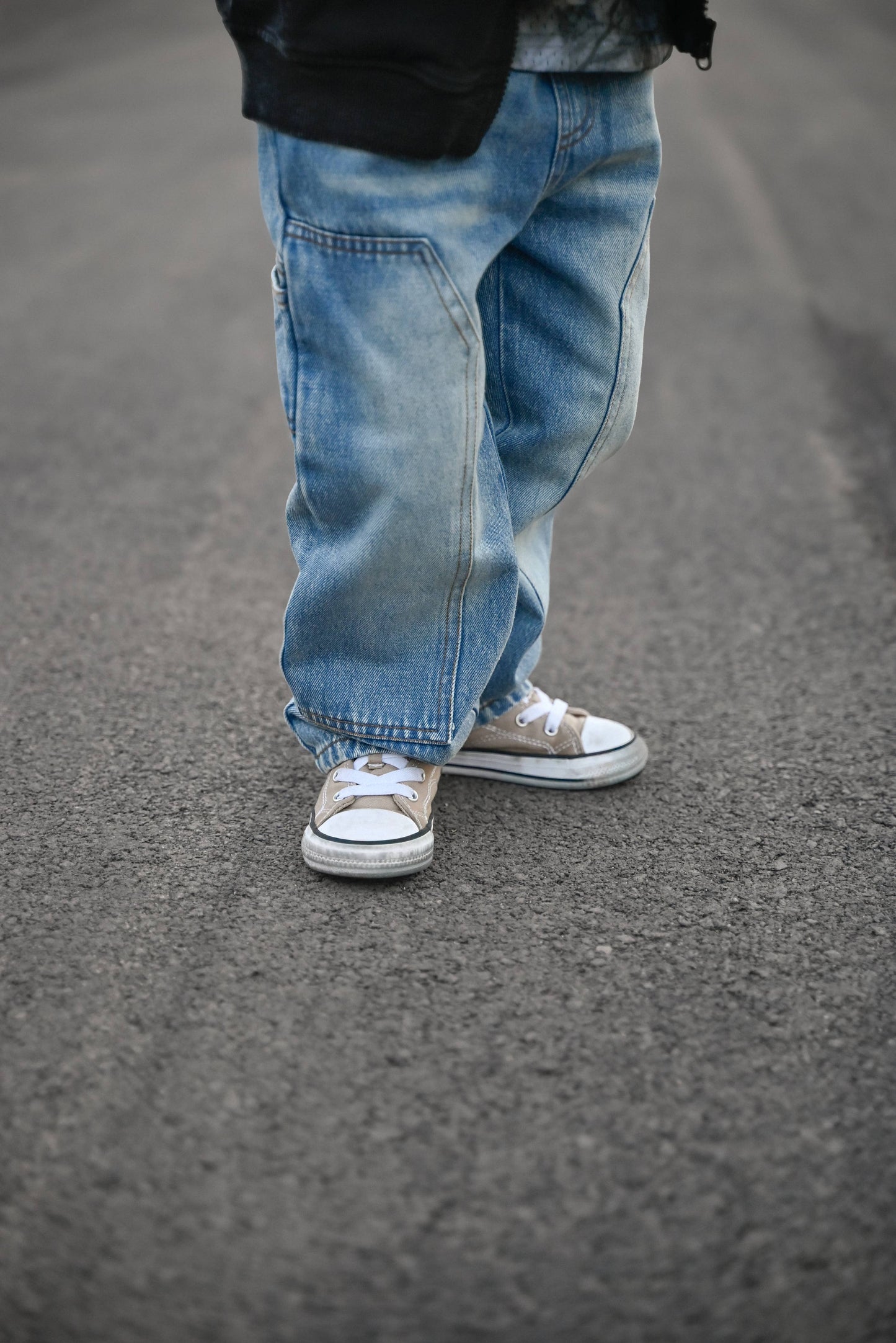 Lucky Link - Blue Toddler Double-Knee Carpenter Denim
