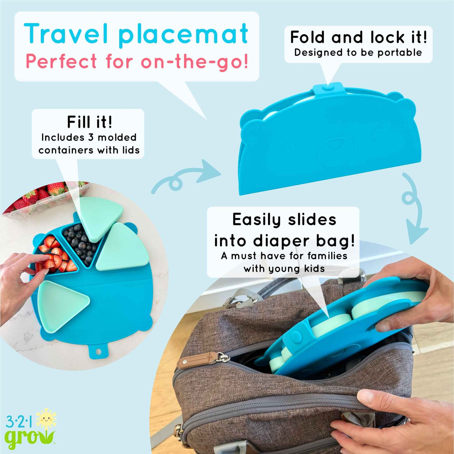 321 Grow - 321 Grow On-the-Go Silicone Snack Mat