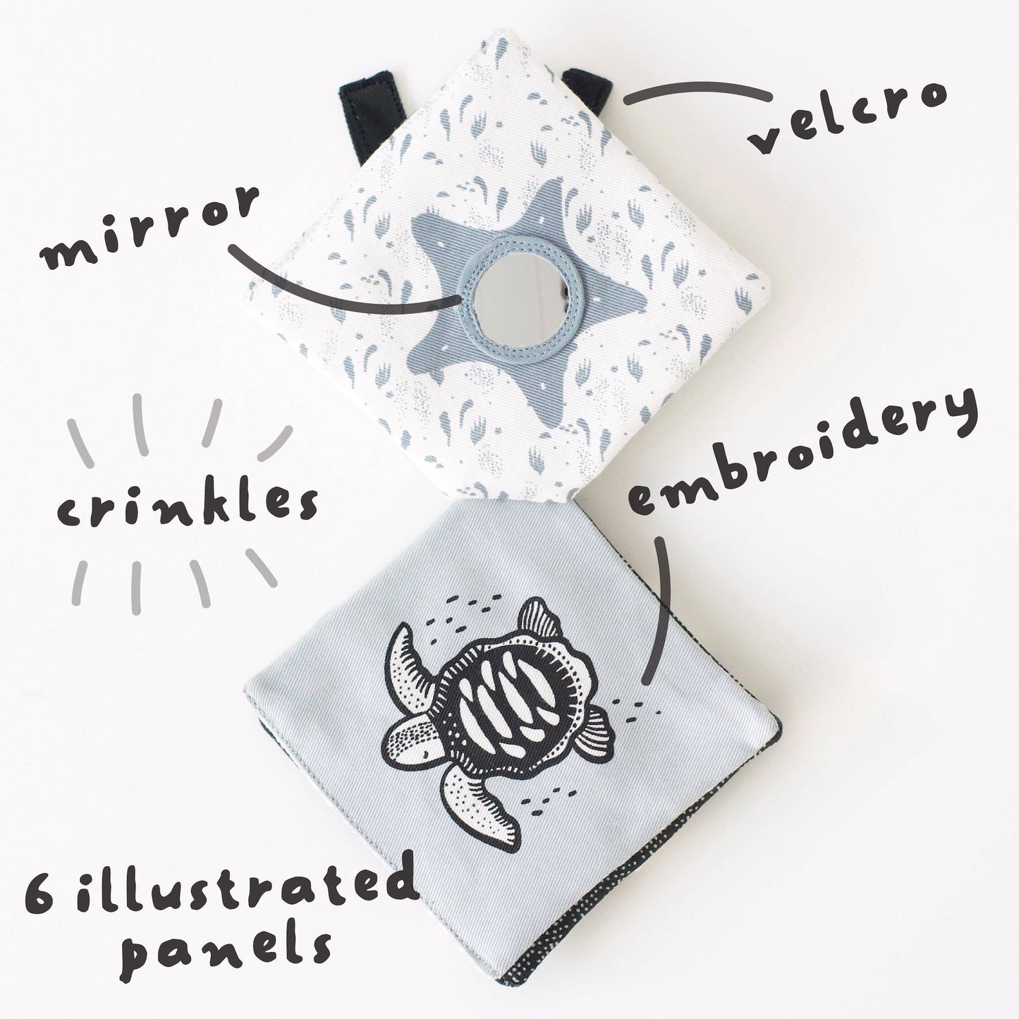 Wee Gallery - Crinkle Pages Stroller Activity Toy for Baby - Ocean