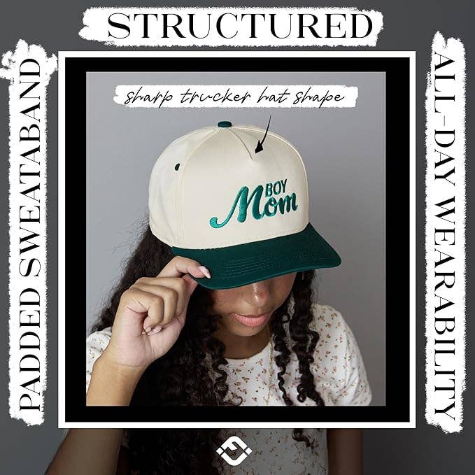 Funky Junque - Two Tone Cap - Boy Mom - Green/Beige