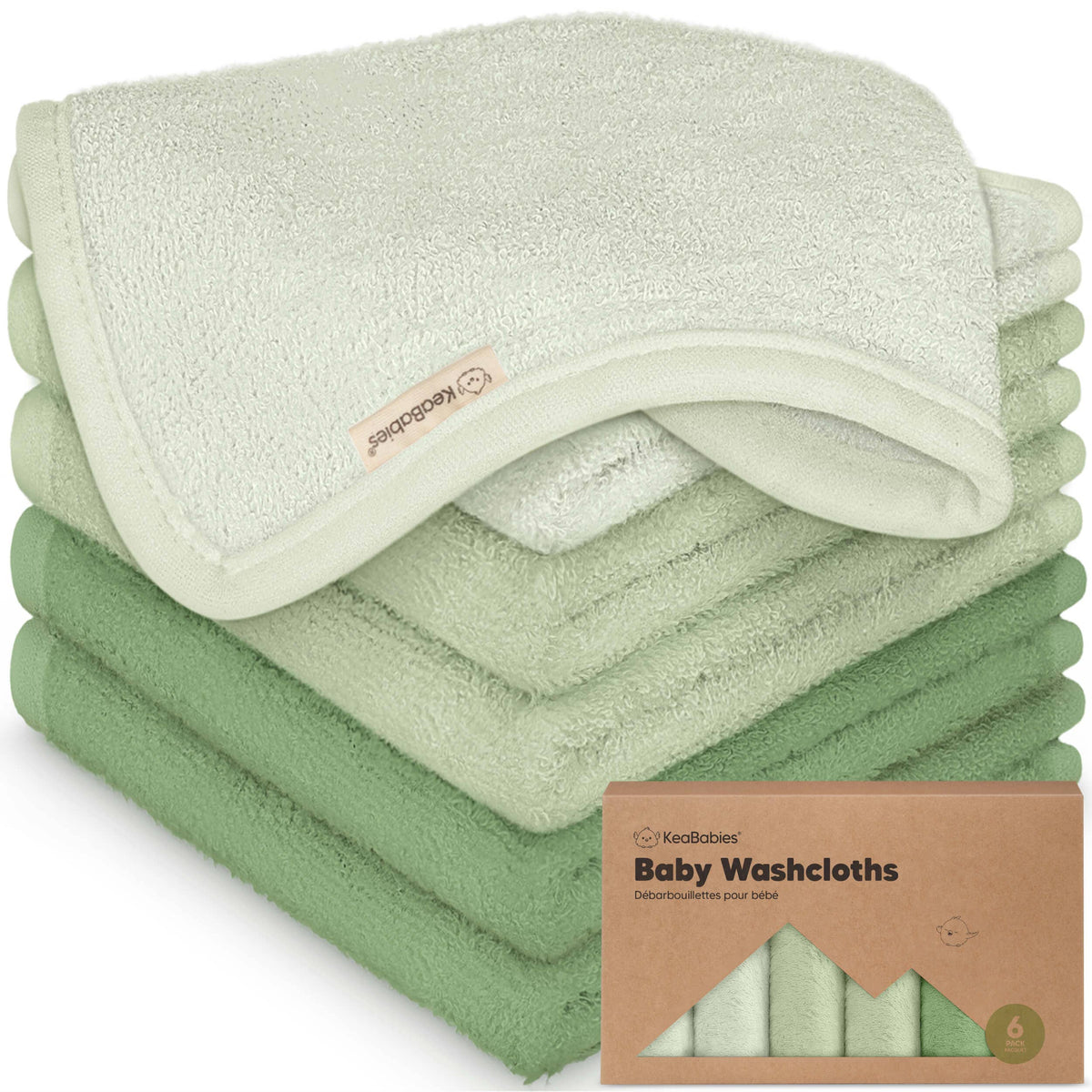 KeaBabies - 6-Pack Baby Wash Cloths