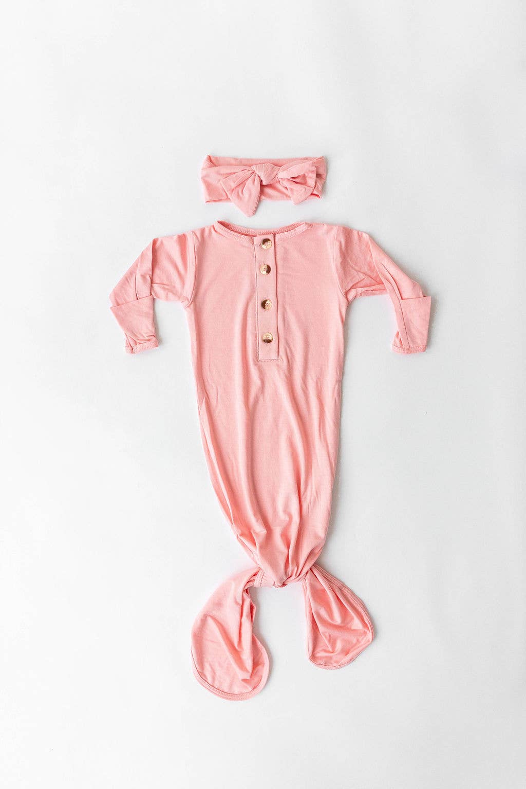 Stroller Society - Newborn Knotted Baby Gown, Bow, Hat Set - Baby Clothes Girl