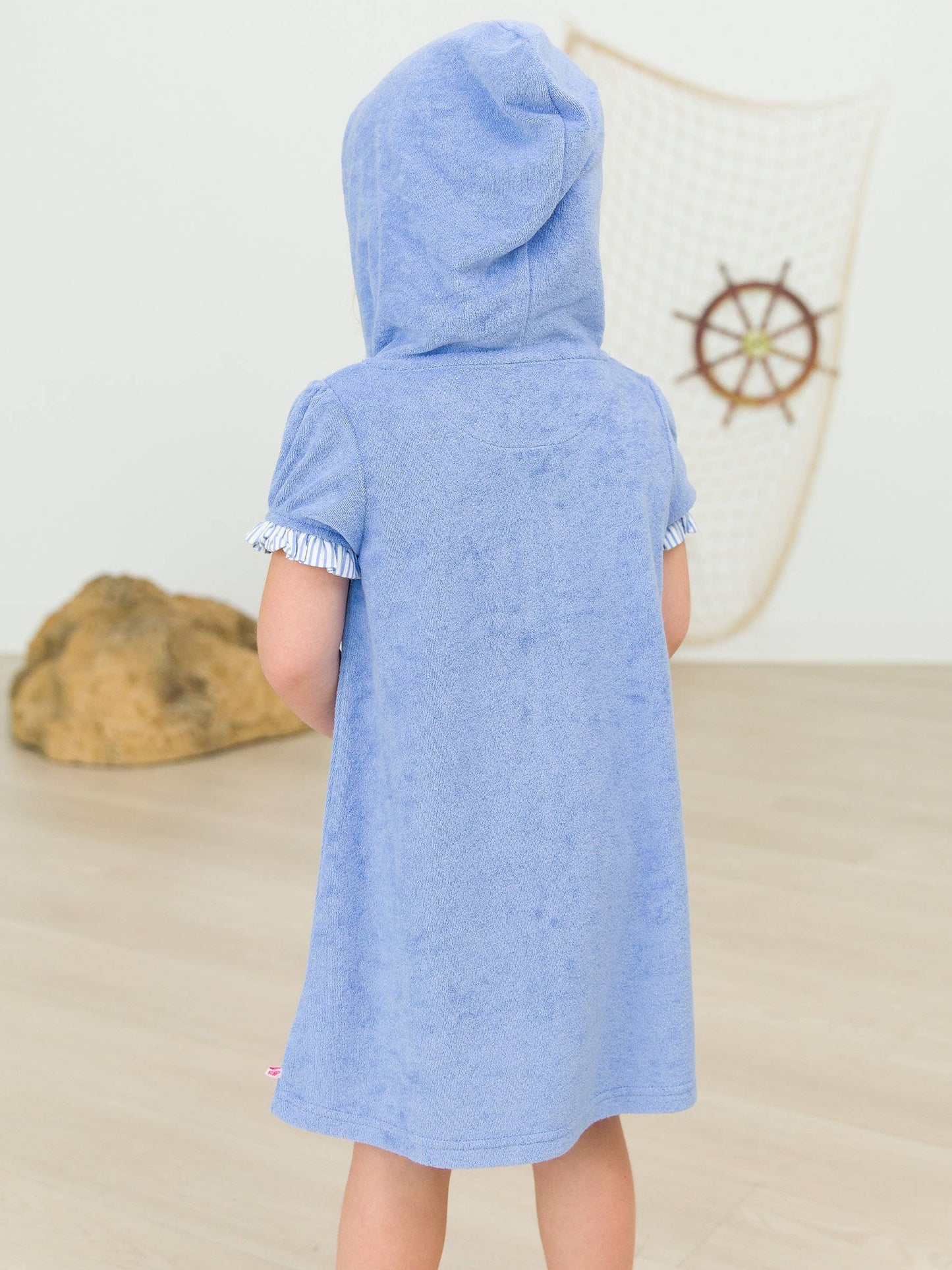 RuffleButts + RuggedButts - Girls Periwinkle Blue Terry Full-Zip Cover Up