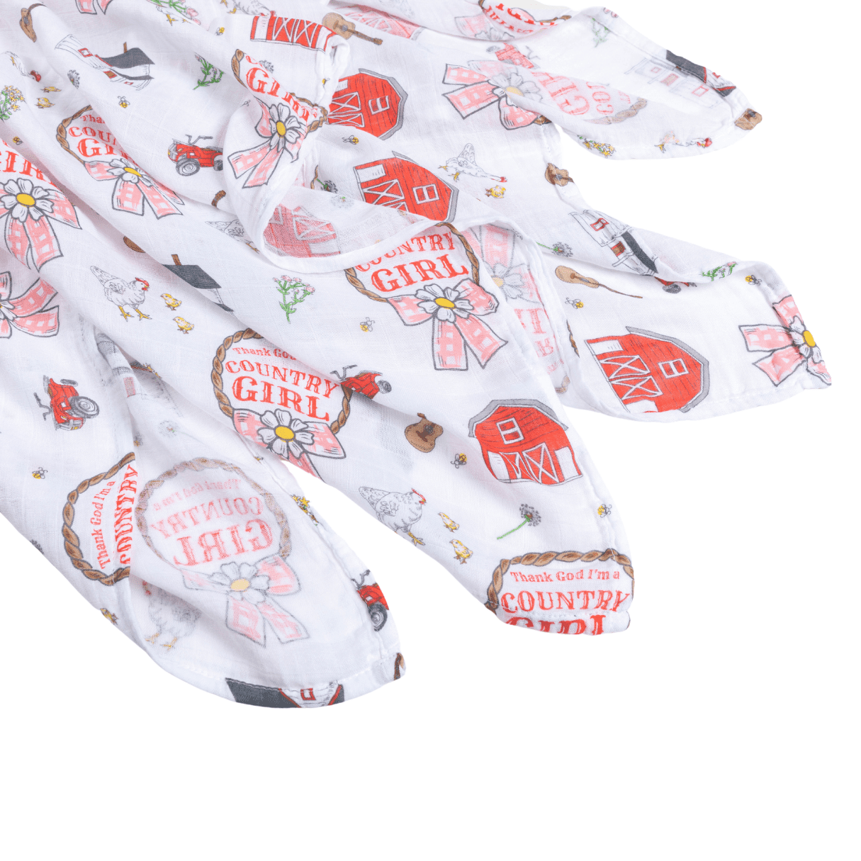 Little Hometown - Country Girl Muslin Swaddle Receiving Blanket Breathable and Lightweight