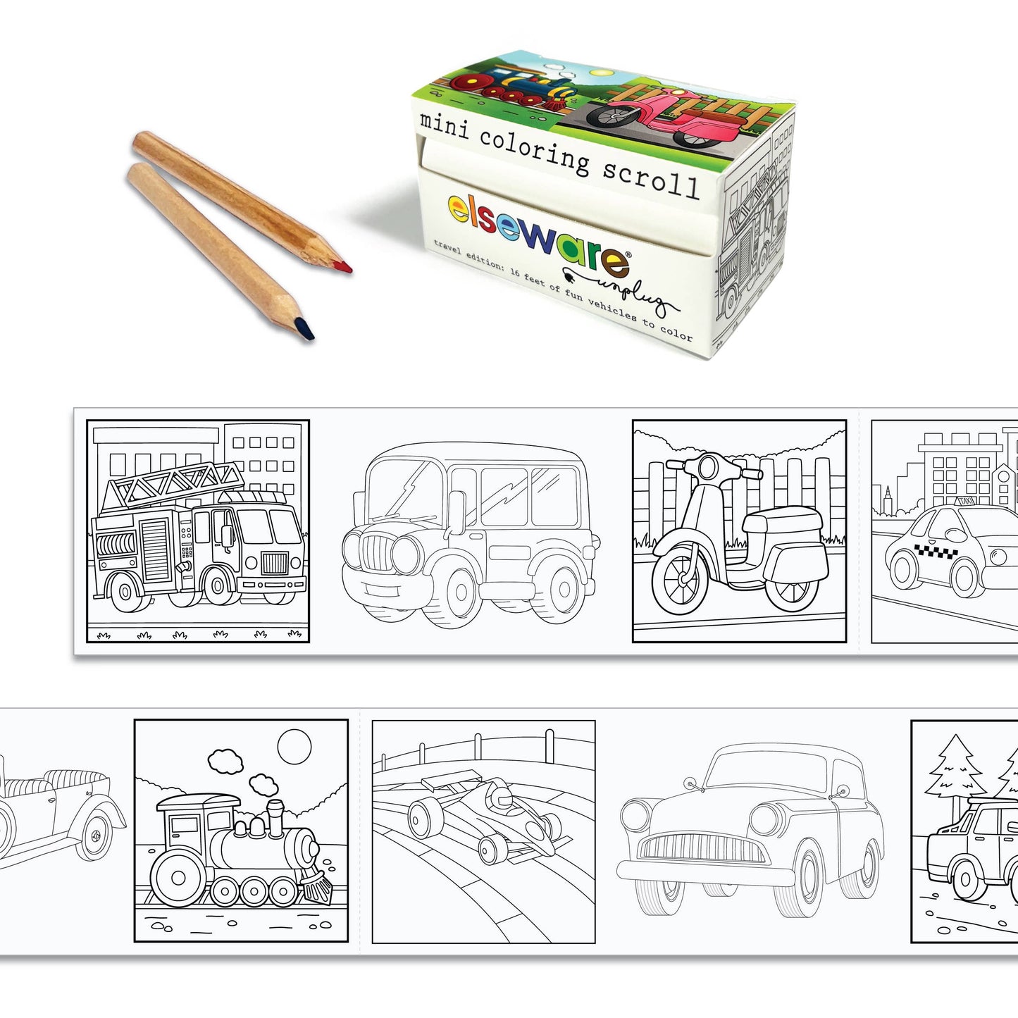 elseware unplug - Mini Coloring Scrolls - 12ct Two Themes - 16ft w/Adhesive  