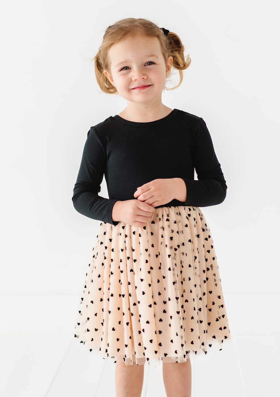 Bird & Bean® - Kids Velvet Heart Dress - Girls Tulle Holiday Dress - Margot