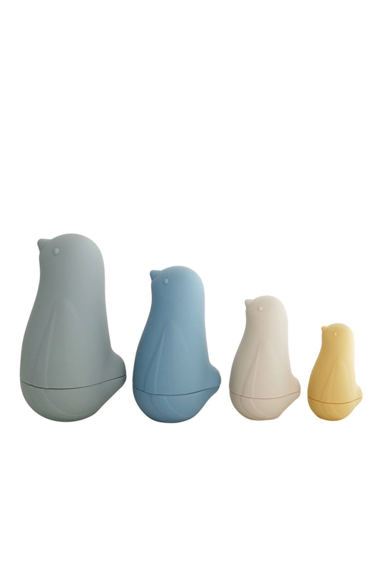Marlowe & Co - Sea Blue Multi Mix Silicone Nesting Penguin Set of 4