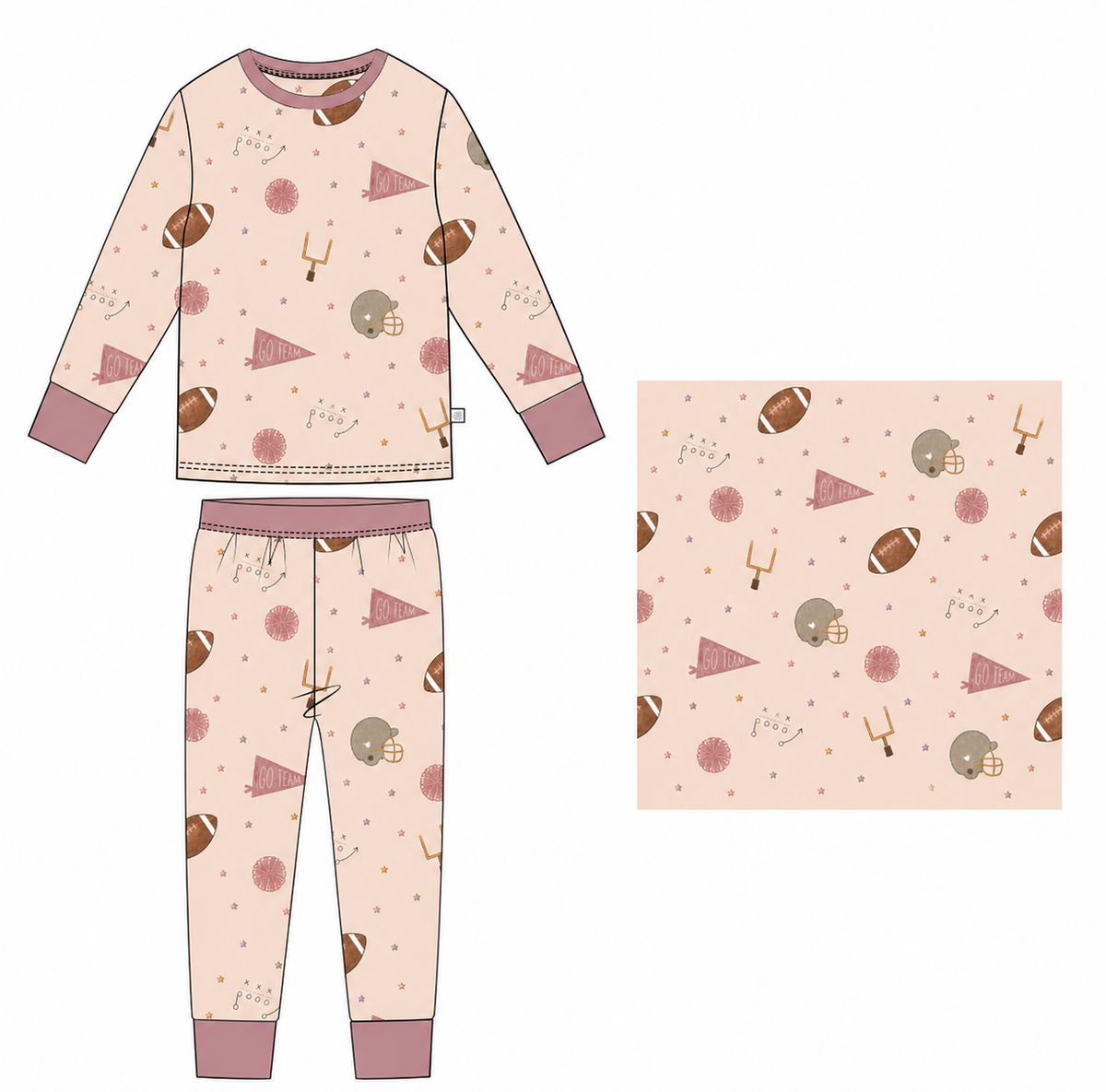 The Honey and Bro Co. - Pink Pep Rally Zinza™ Two-Piece Pajama Set