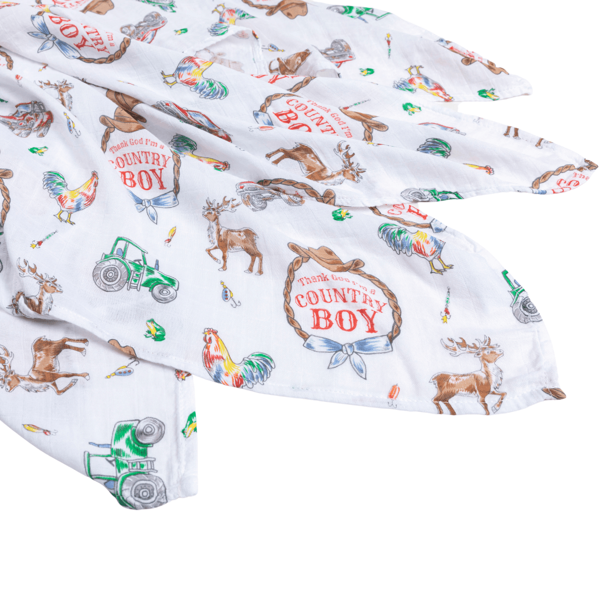 Little Hometown - Country Boy Muslin Swaddle Receiving Blanket Soft Bamboo Cotton Blend