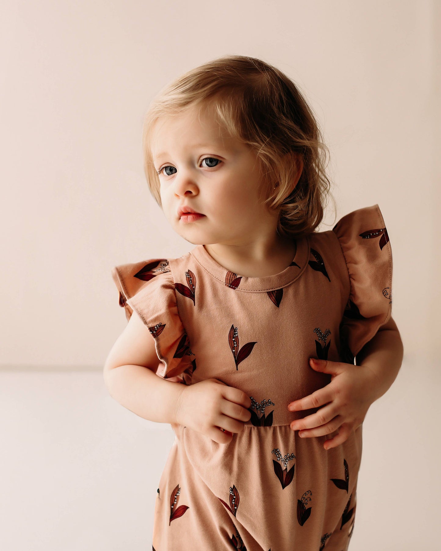 City Mouse Studio - Flutter Long Romper- Lily of the Valley