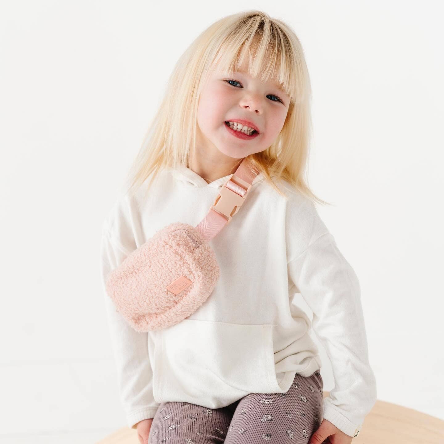 Big Little Wish - The Aspen Bag- Sherpa Light Pink Kids Belt Bag