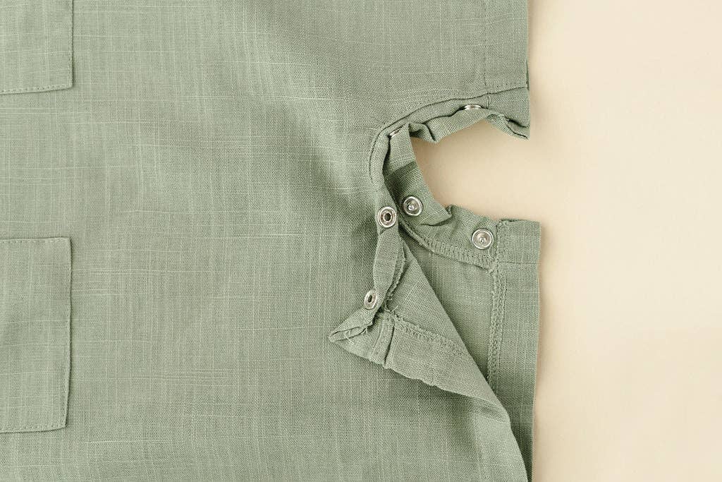 Babe Basics - Green Crop Linen Romper