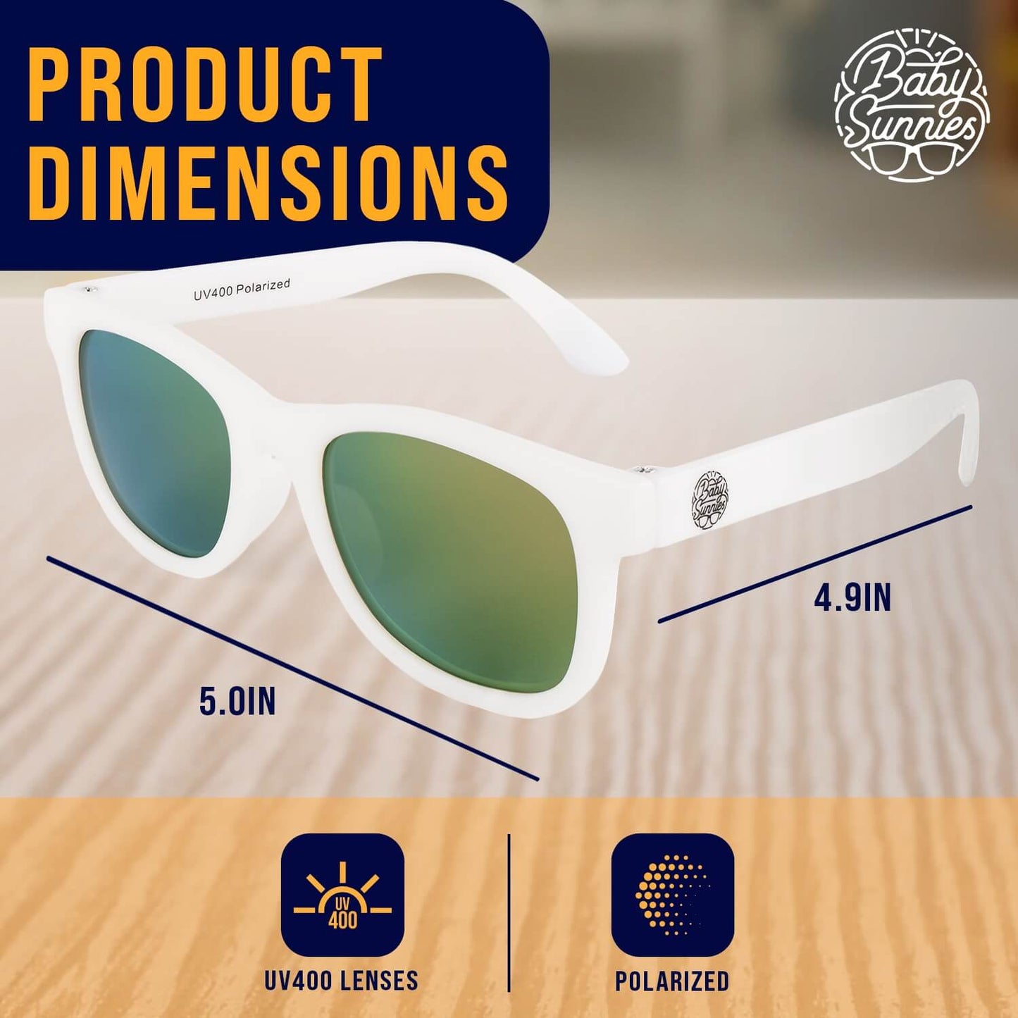 Baby Sunnies - White Polarized Baby Sunglasses 3-8 Years