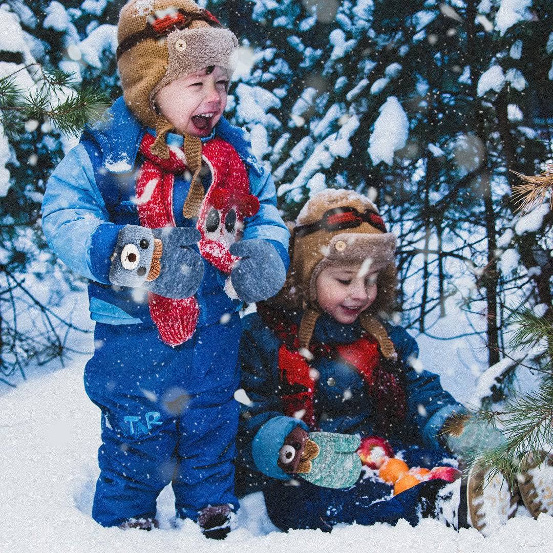 Wear Sierra - Soft Knit Mittens for Babies and Toddlers - Adorable Bear Cub Design