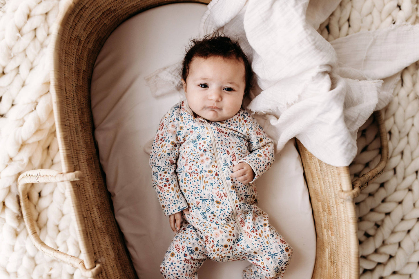 City Mouse Studio - PNW Baby Footed Zip Romper- Mountain Meadow