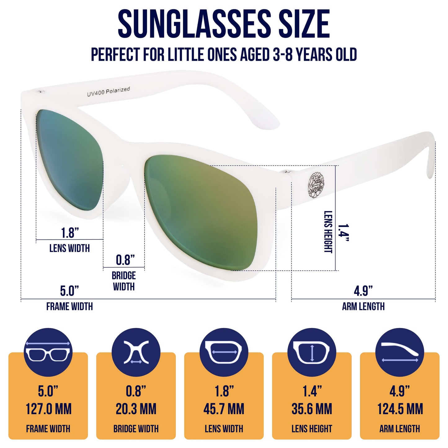 Baby Sunnies - White Polarized Baby Sunglasses 3-8 Years