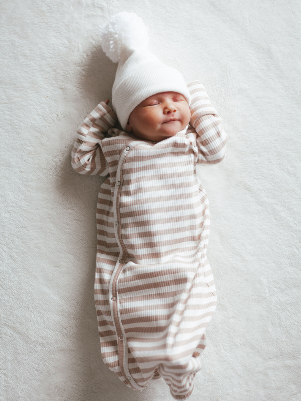 SIIX Collection - Tan Stripe / Organic Ribbed Gown (Baby - Kids)
