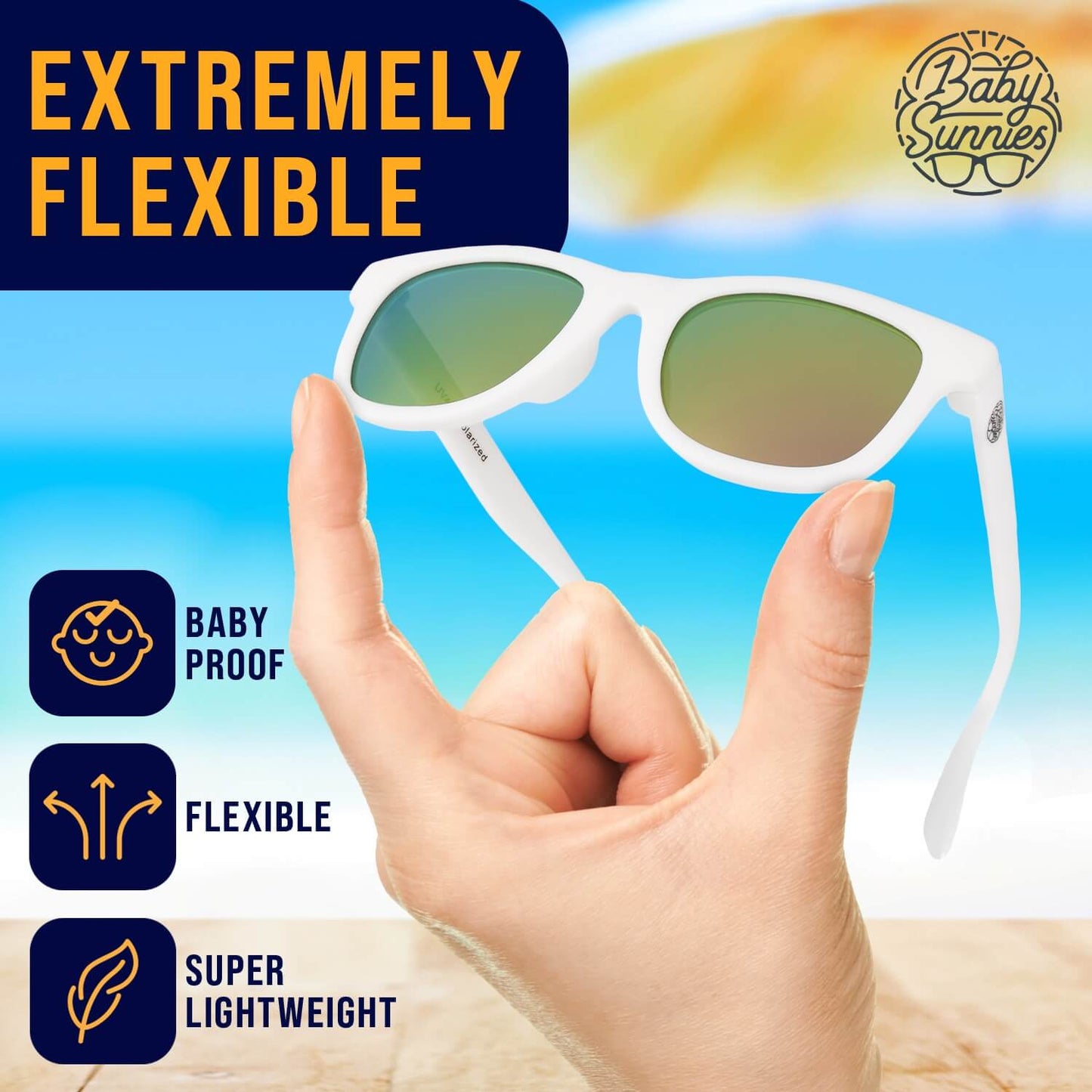 Baby Sunnies - White Polarized Baby Sunglasses 3-8 Years
