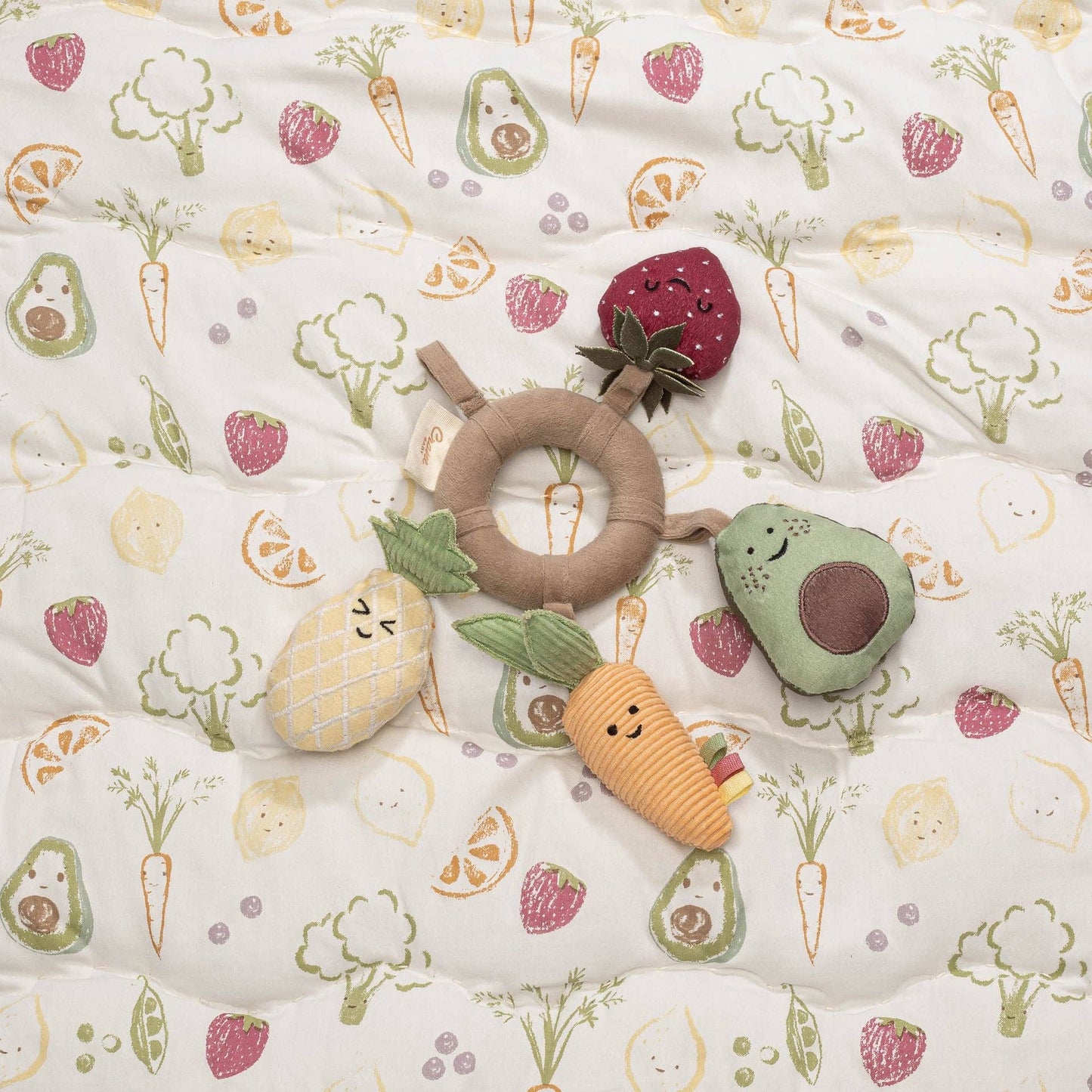 Crane Baby - Clementine Fruits & Veggies Soft Plush Activity Ring