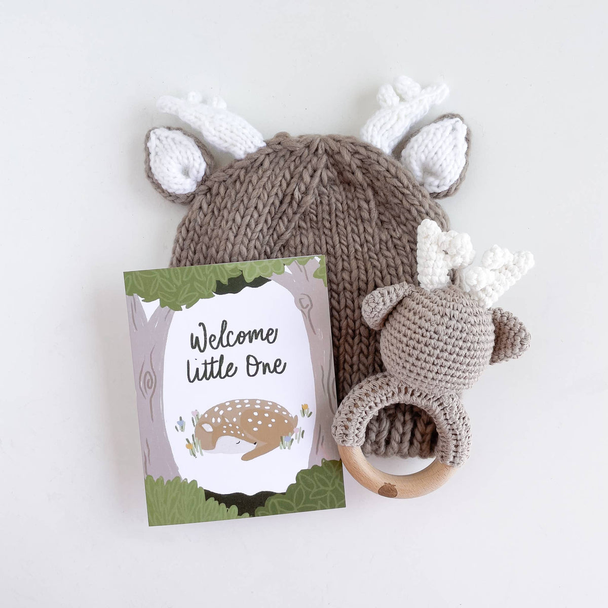 The Blueberry Hill - Teether Deer Crochet Cotton Rattle Baby Gift Christmas