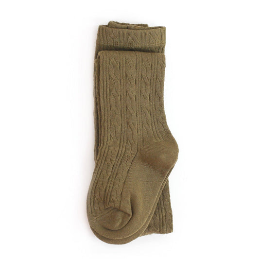 Little Stocking Co. - Olive Cable Knit Tights
