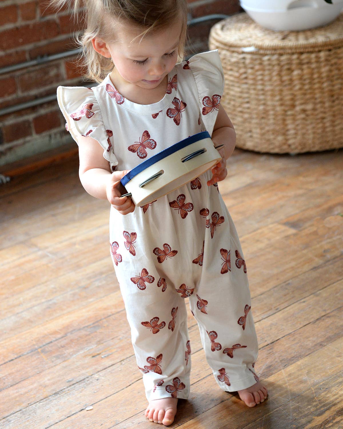 City Mouse Studio - Baby Spring Flutter Long Romper- Butterflies