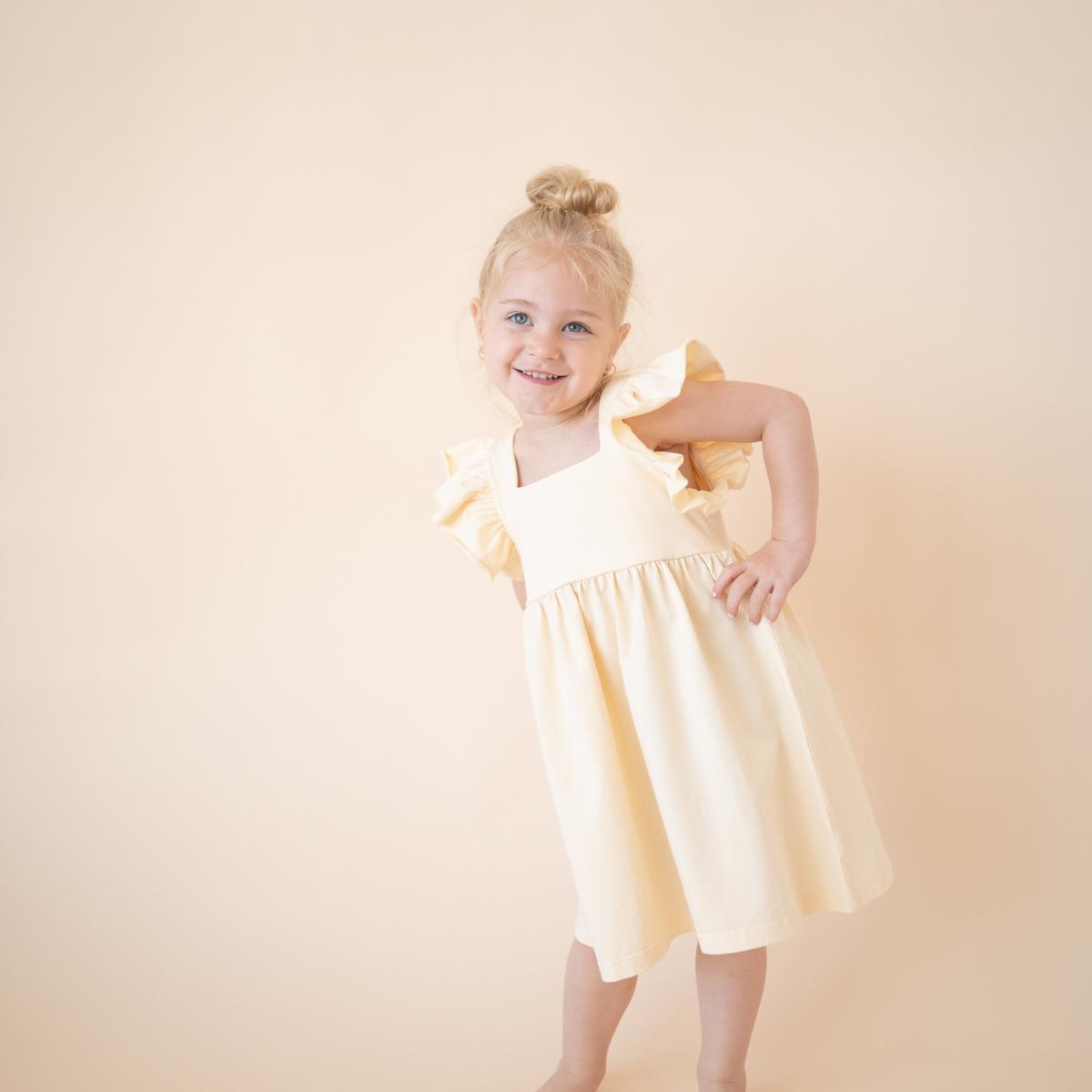 bug + bean kids - Organic Cotton Flutter Dress | Lemonade Yellow