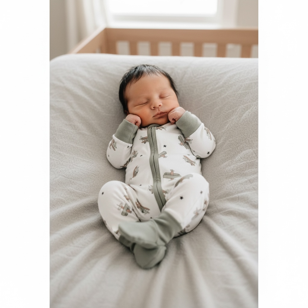 Tiny toes Baby Co - Vintage Airplane Bamboo Zipper Romper