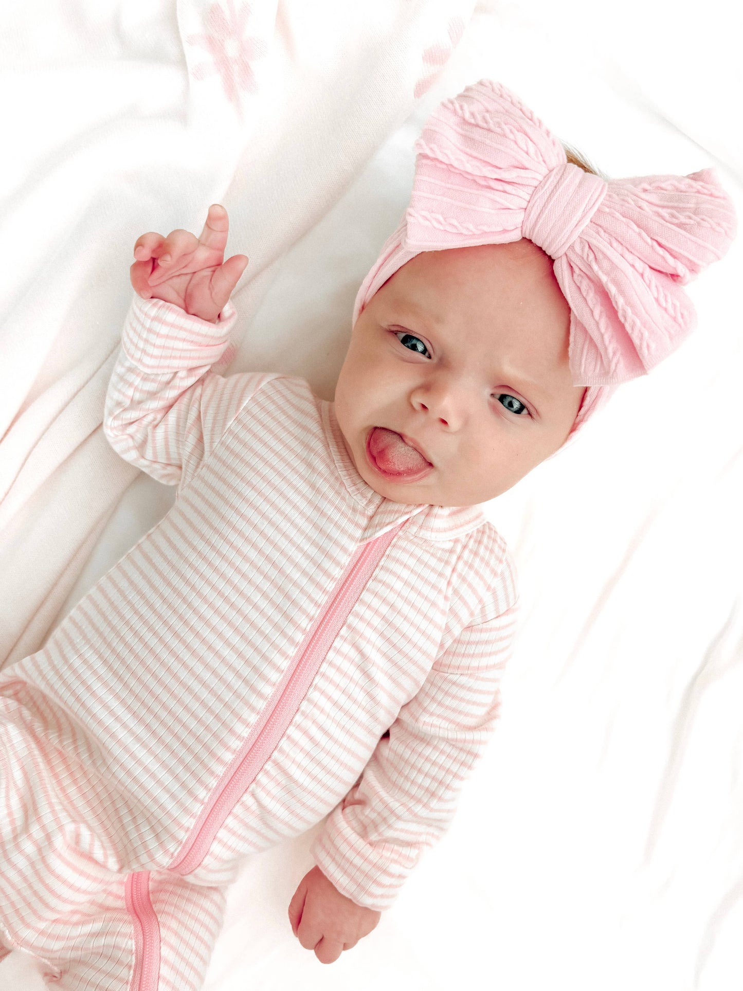 SIIX Collection - Pink Stripe / Organic Ribbed 2-Way Zip Romper