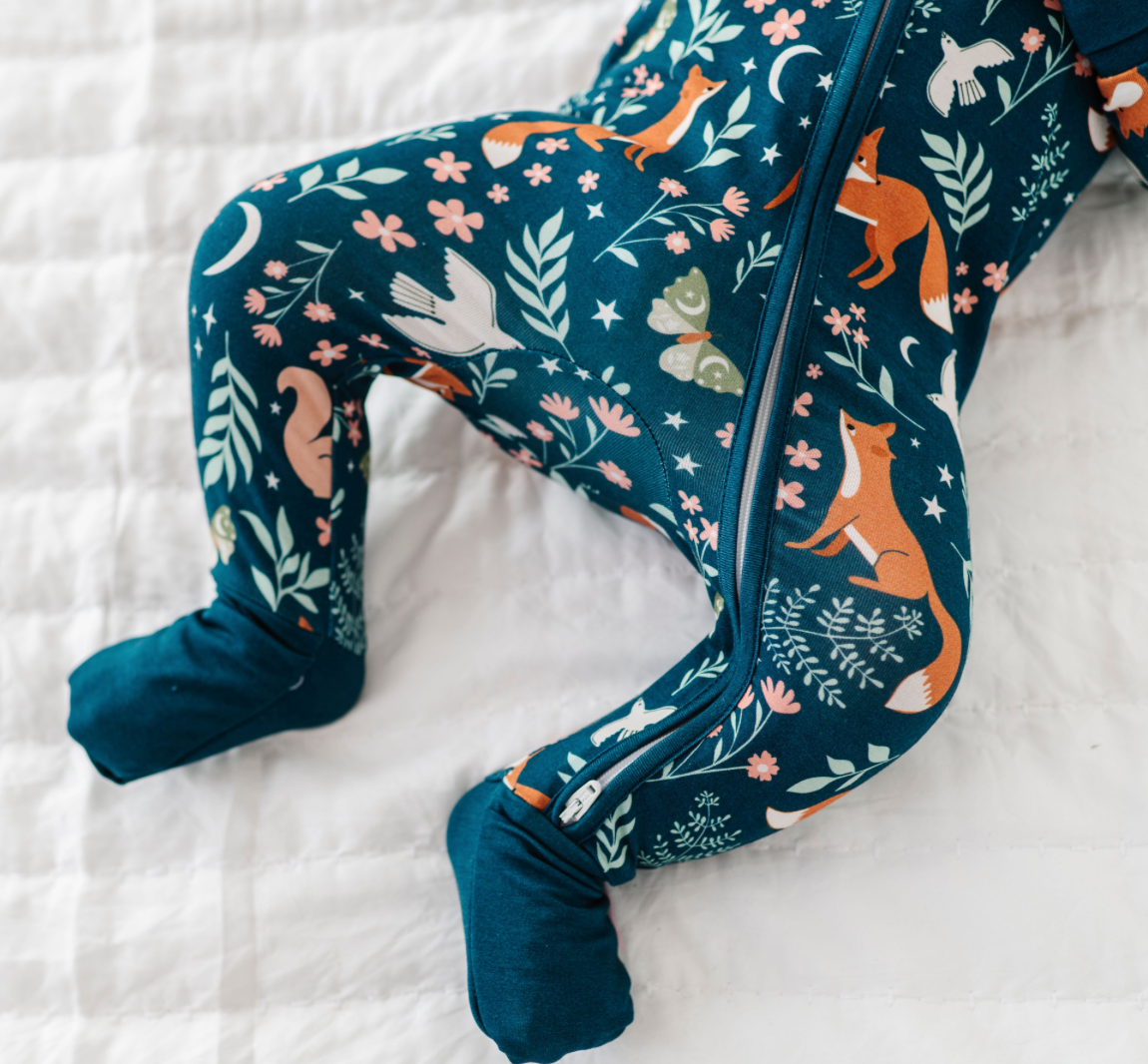 Bird & Bean® - Baby Bamboo Pajamas - Bamboo Sleeper - Woodland - ALICE