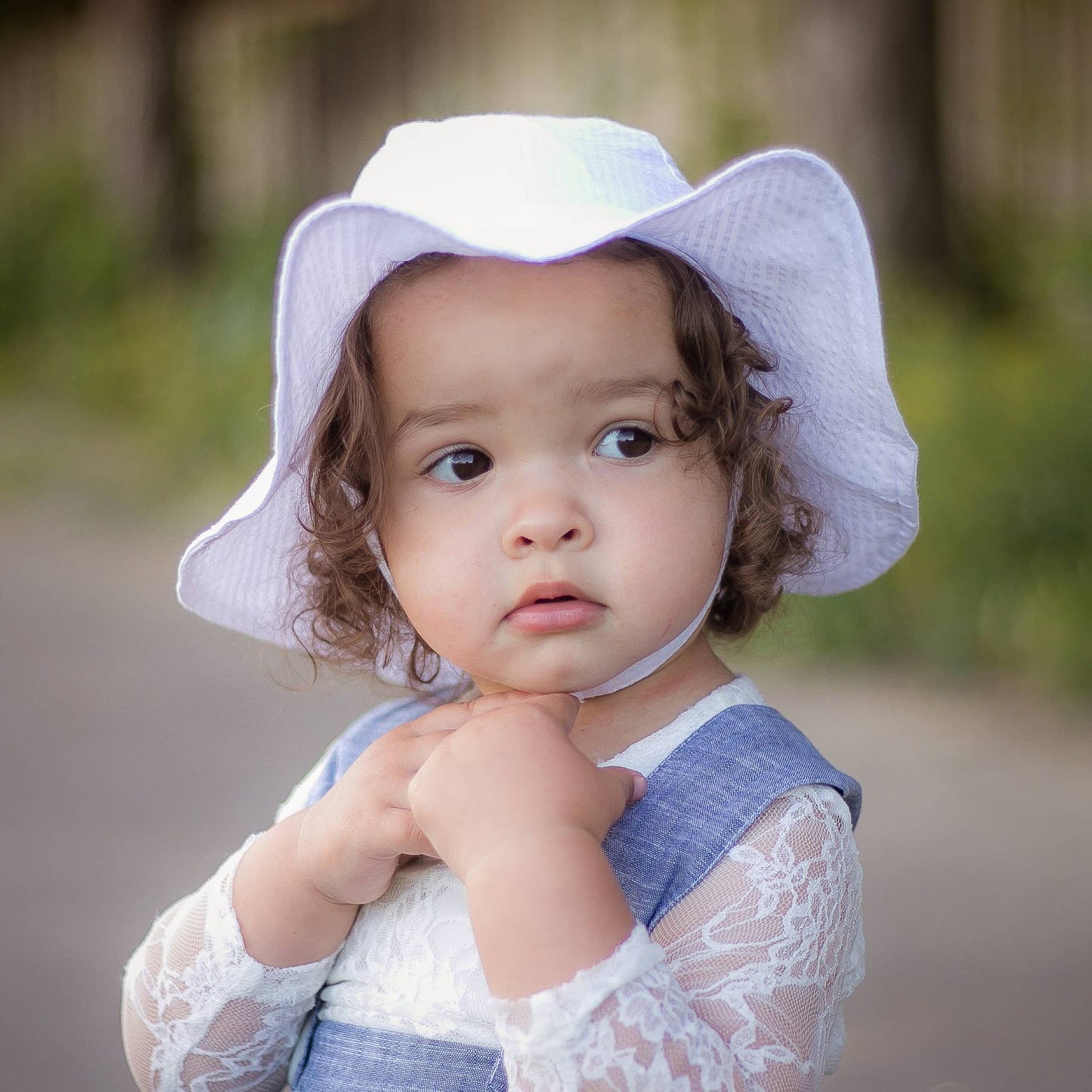 Huggalugs - White Seersucker Sunhat Baby & Toddler