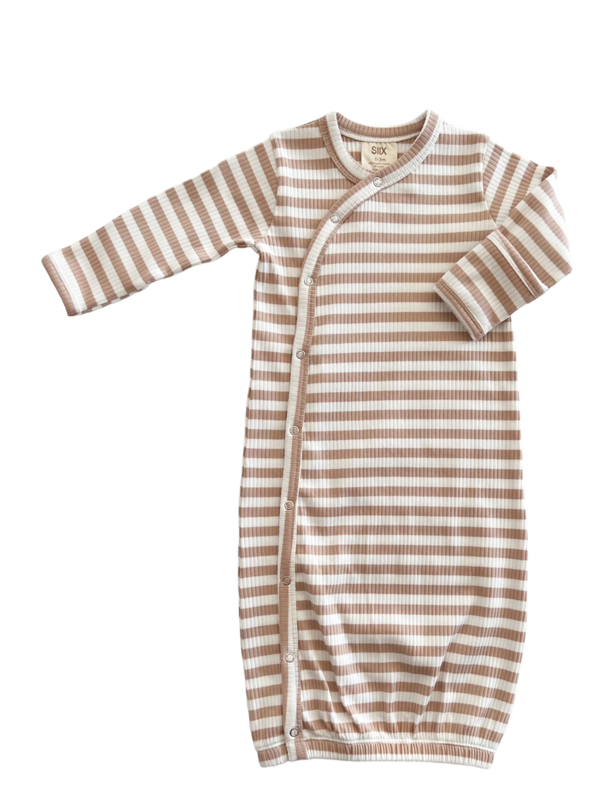 SIIX Collection - Tan Stripe / Organic Ribbed Gown (Baby - Kids)