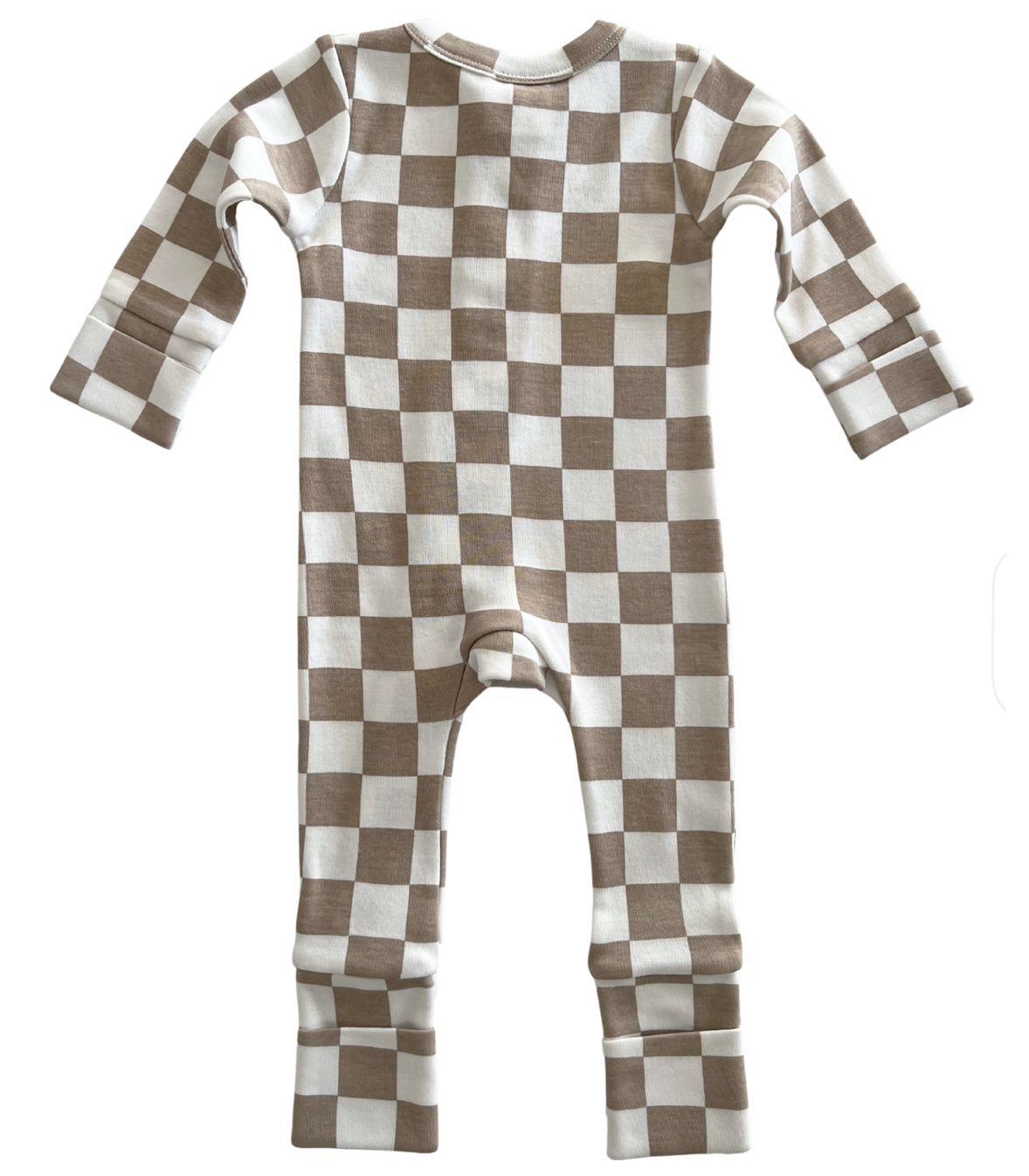 SIIX Collection - Tiramisu Checkerboard / Organic 2-Way Zip Romper