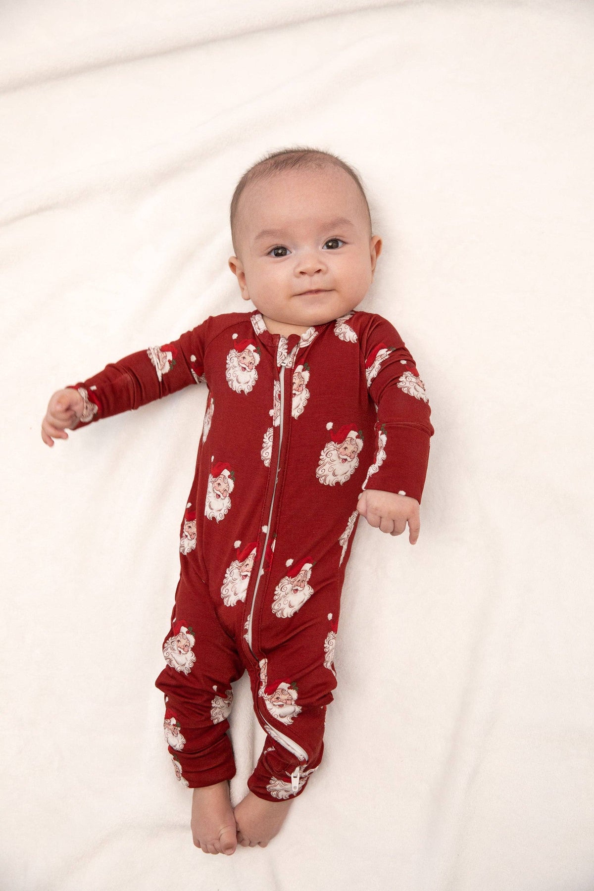 Tiny toes Baby Co - Christmas Vintage Santa Baby Bamboo Zipper Romper