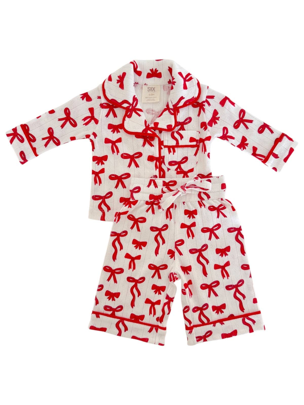 SIIX Collection - Red Bows / Organic Pointelle Lounge Set