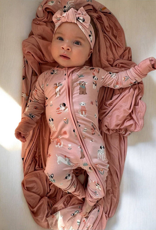 DreamLet - Puppy Egg Hunt (Convertible Zip Footies) - Pink