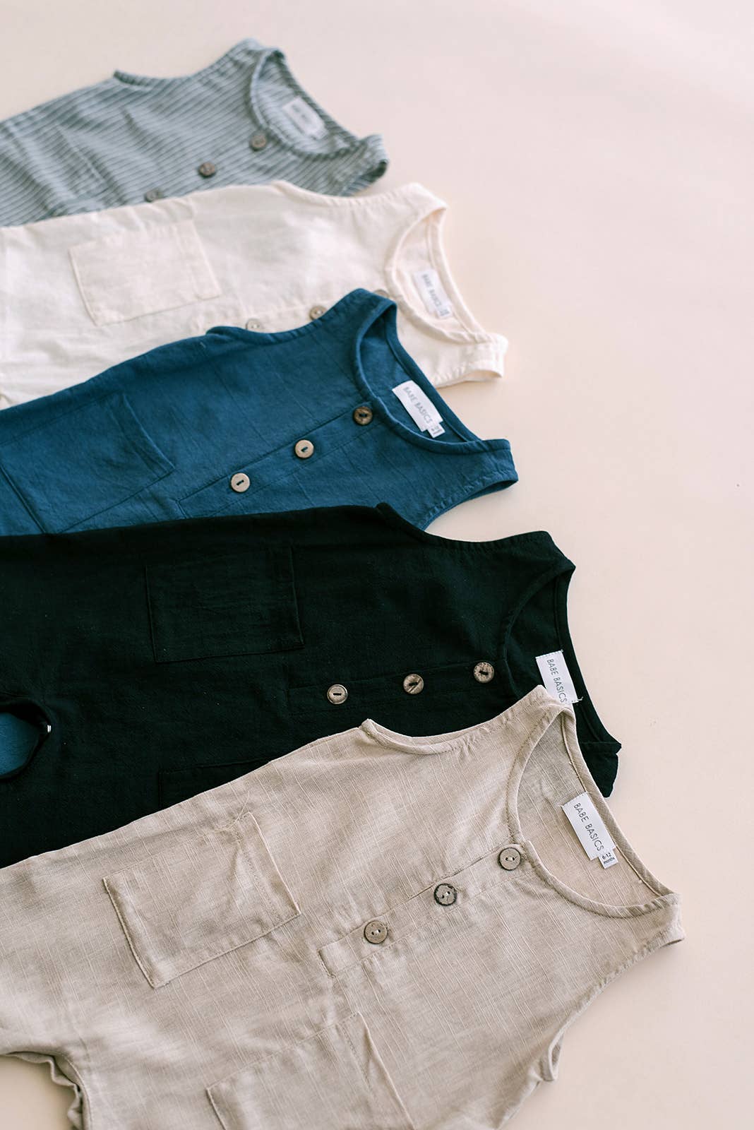 Babe Basics - Oatmeal Sleeveless Crop Linen Baby Romper