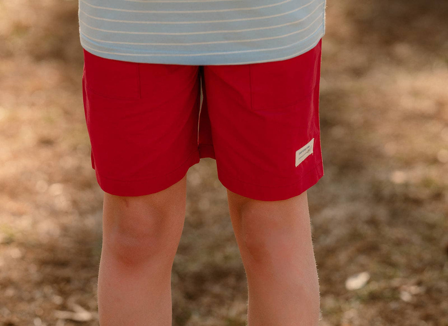 Sawyer & Finn Clothing - Boys Red Drawstring Shorts, Pockets, Above the knee
