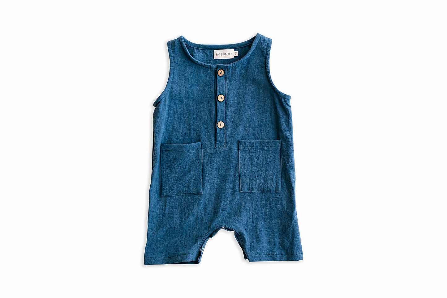 Babe Basics - Navy Sleeveless Crop Linen Baby Romper