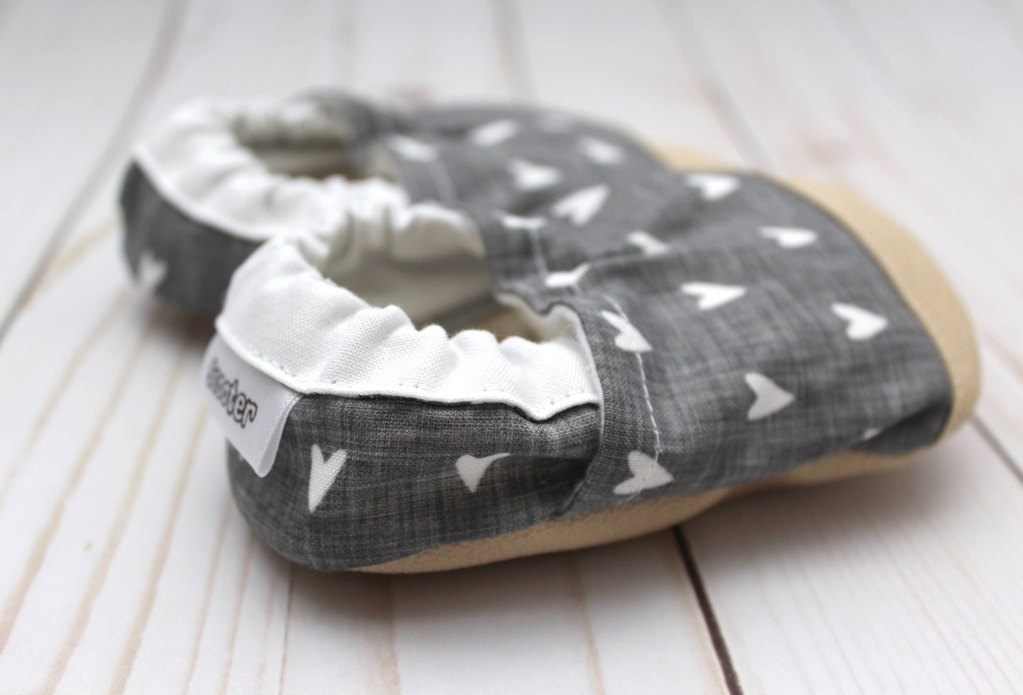 Scooter Booties - Gray Heart Baby Shoes: 12 - 18 months
