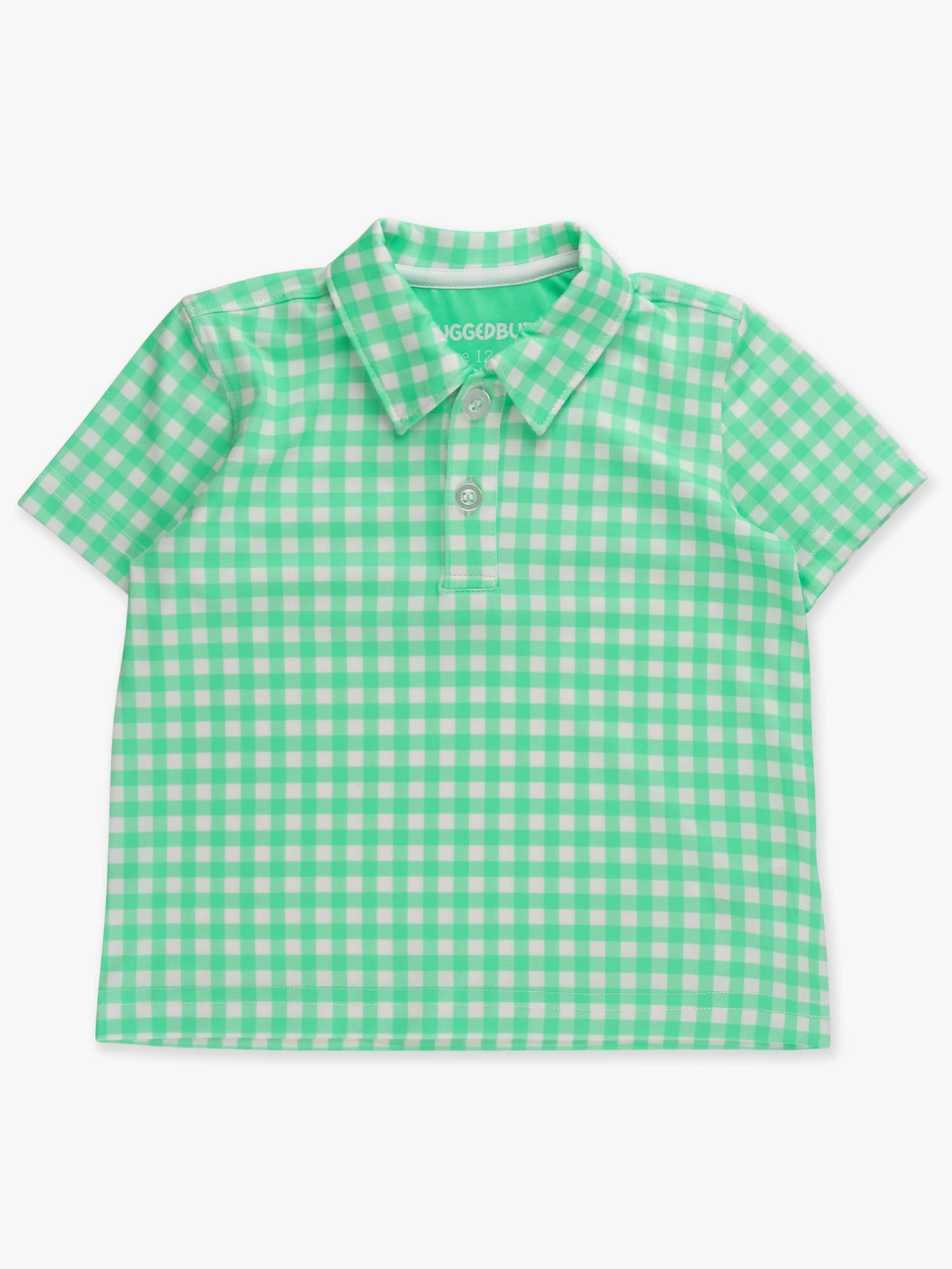 RuffleButts + RuggedButts - Boys Classic Spring Bud Gingham Knit Short Sleeve Performance Polo
