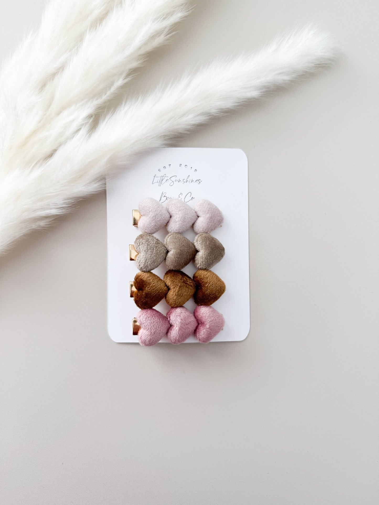 Little Sunshines Bow & Co - Velvet Heart Hair Clip Sets- Sets of 4