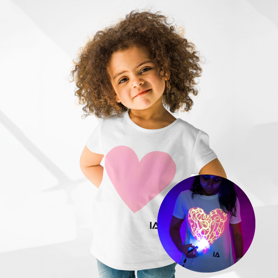 Illuminated Apparel - Kids Interactive Glow T-Shirts - Love Heart T-Shirt