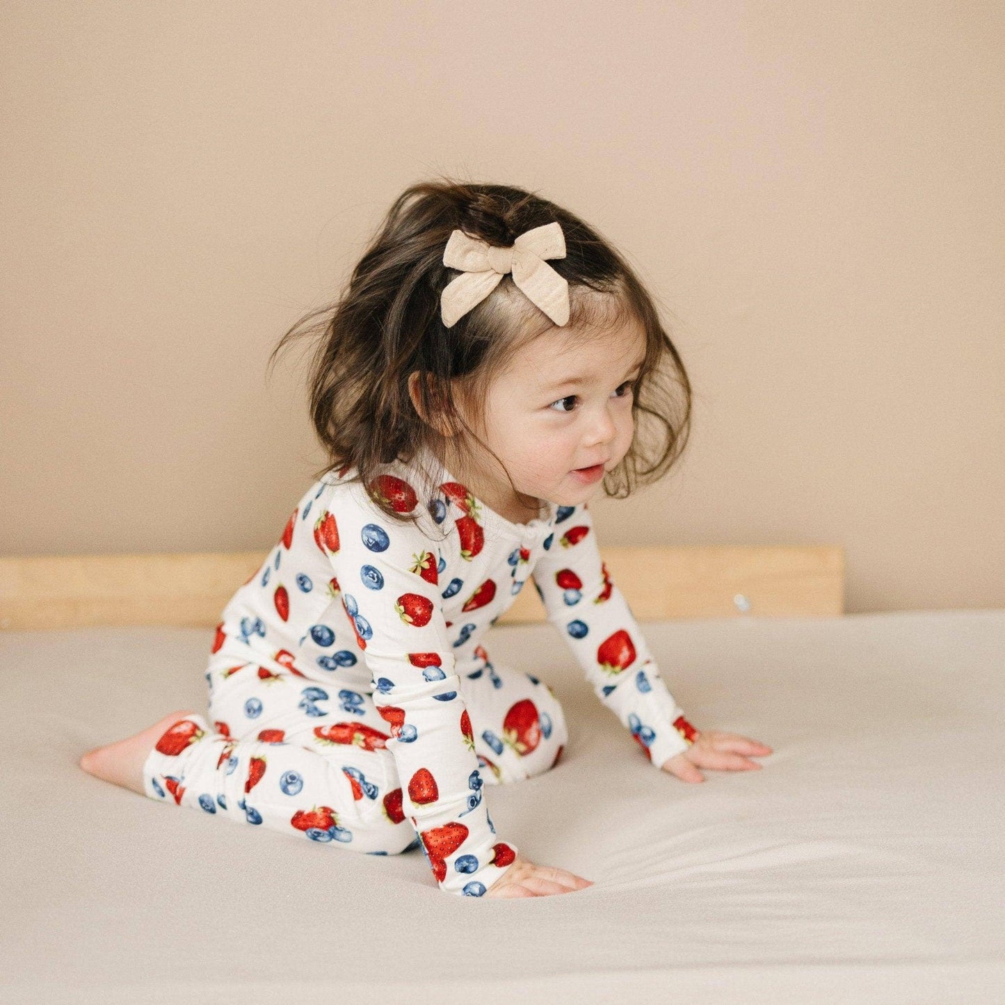 Little Joy Co. - Berry Sweet Bamboo Zippy Romper Baby Pajamas PJs Strawberry