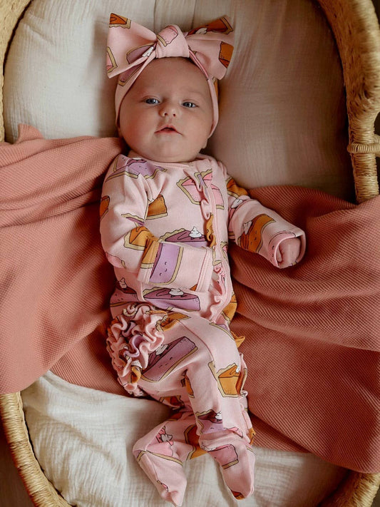 SIIX Collection - Pumpkin Pie / Organic Frill Zip Footie
