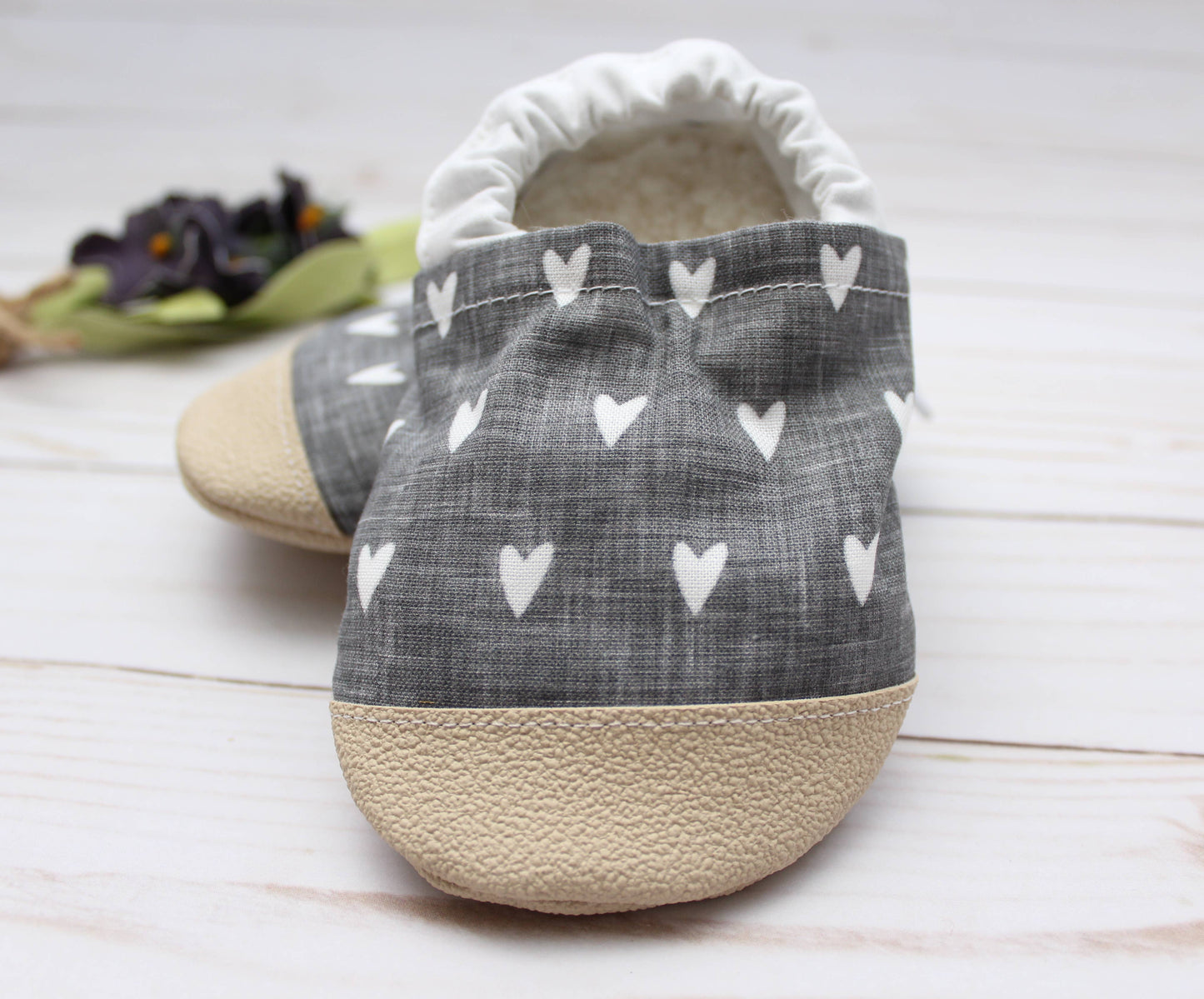 Scooter Booties - Gray Heart Baby Shoes: 6 - 12 months
