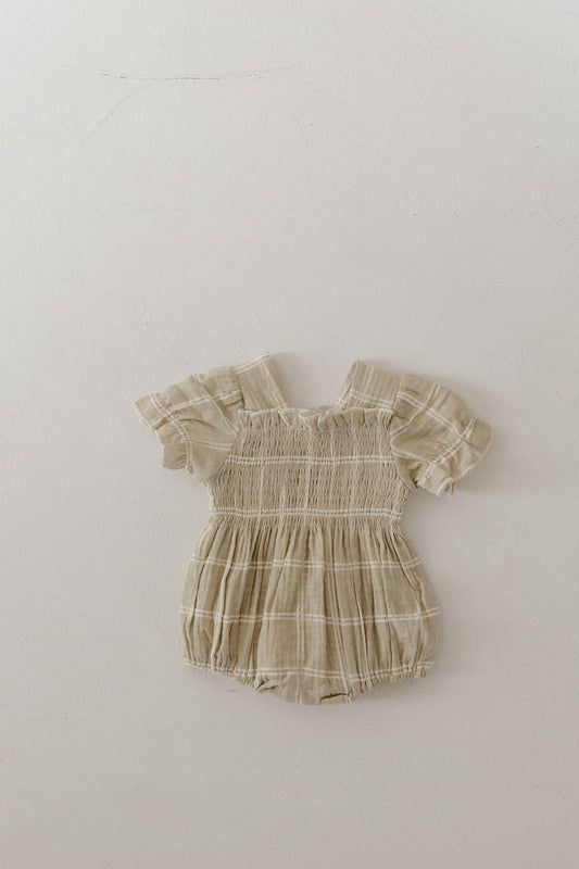 Forever French Baby - Ruffle Muslin Romper | Linen Grid