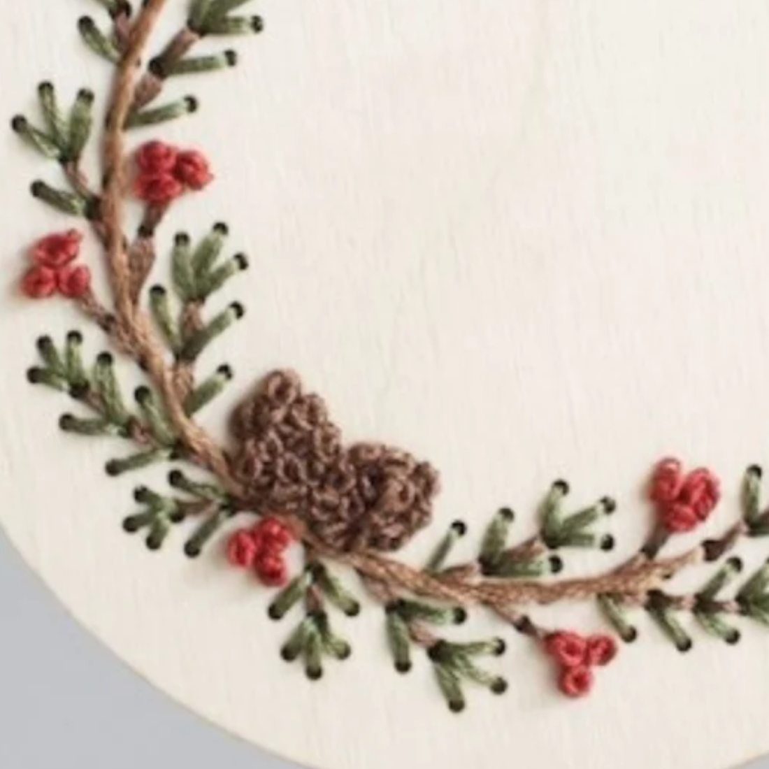 The HNB House - Pinecone Wreath Ornament - DIY Wood Embroidery Kit