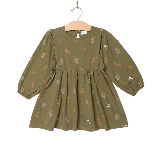 City Mouse Studio - Puff Sleeve Dress- Lichen Mushrooms