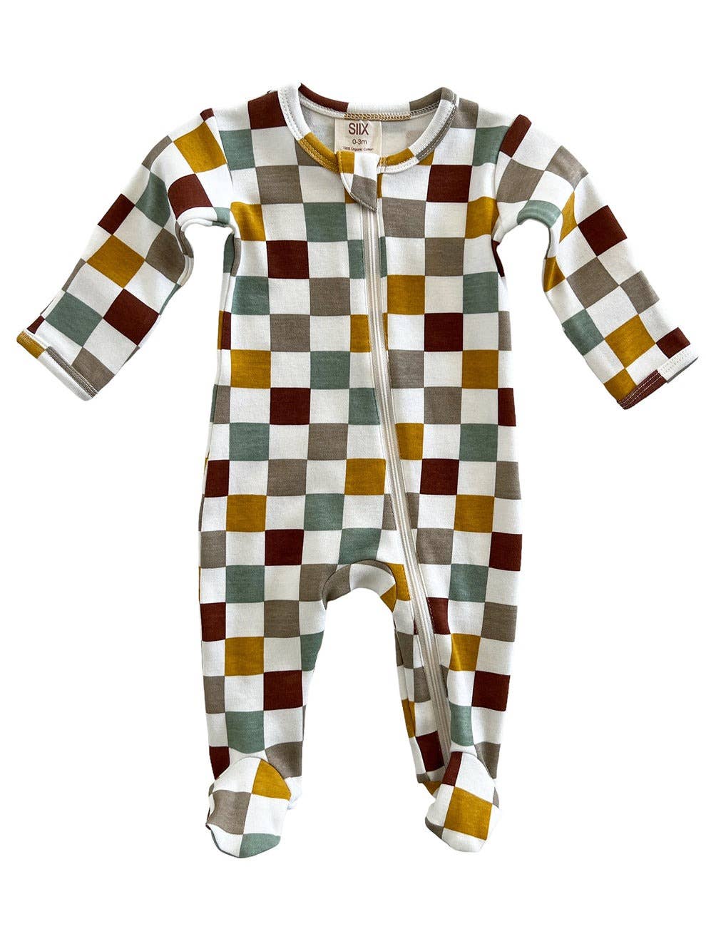 SIIX Collection - Cannoli Checkerboard / Organic Zip Footie (Baby - Kids)